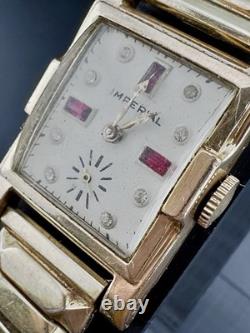 Working Rare Vintage Imperial Swiss Watch Tank Gold Plated Mens Mechanical Y2
