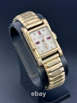 Working Rare Vintage Imperial Swiss Watch Tank Gold Plated Mens Mechanical Y2