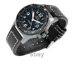 Xezo Air Commando Swiss Made Automatic ETA 2893-2 GMT Watch. RARE VINTAGE-BLACK