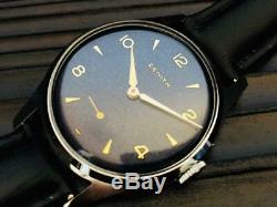 Zenith Antique Wristwatch Blue Dial Swiss Made Vintage Rare Mens Manual Winding