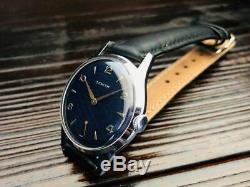 Zenith Antique Wristwatch Blue Dial Swiss Made Vintage Rare Mens Manual Winding