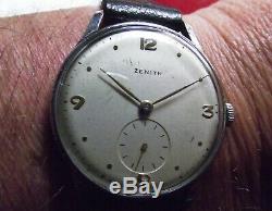 Zenith Rare Vintage'40 Big Case S. Steel Back Manual Wind Swiss