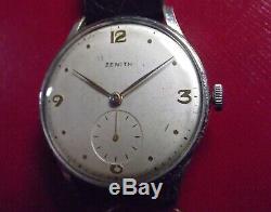 Zenith Rare Vintage'40 Big Case S. Steel Back Manual Wind Swiss