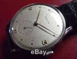 Zenith Rare Vintage'40 Big Case S. Steel Back Manual Wind Swiss