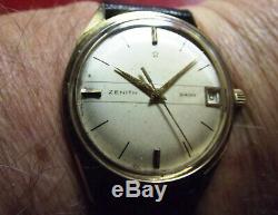 Zenith Star 6400 Date- Rare Vintage'60 Gold S. Steel Back Manual Wind -swiss