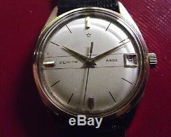 Zenith Star 6400 Date- Rare Vintage'60 Gold S. Steel Back Manual Wind -swiss