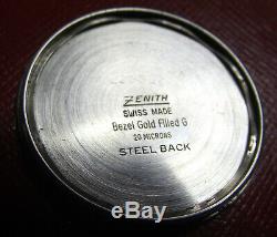 Zenith Star 6400 Date- Rare Vintage'60 Gold S. Steel Back Manual Wind -swiss